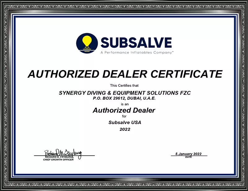 Distributors Certificates | Synergy Innovative Diving Equipment Trading LLC